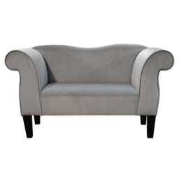 Small Silver Deluxe Velvet Chaise Sofa - Grey Upholstered Chair Handmade in Britain - thumbnail 2
