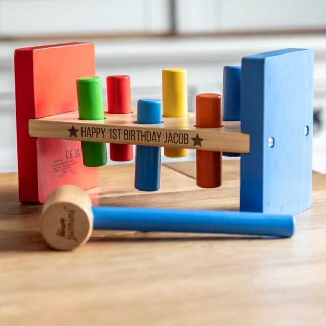 Personalised Hammer Bench Wooden Toy, 1st Birthday Gift - Lc1053 - image 1