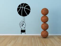 Basketball Wall Decal, Spinning Ball Hand Silhouette, Player Art, Sports Motivation Decor, Athlete Design - thumbnail 1