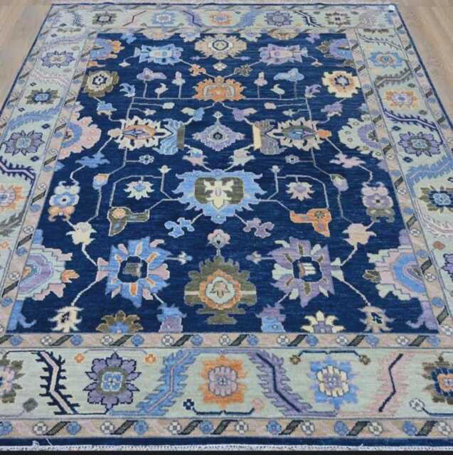 8x10 Oushak Hand Knotted Wool Rug Traditional Blue Vintage Rug, Tree Of Life, Navy Floral Runner - 9x12 Ft Bedroom, Hallway, Kitchen - image 1