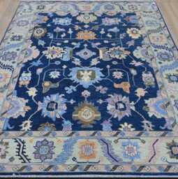 8x10 Oushak Hand Knotted Wool Rug Traditional Blue Vintage Rug, Tree Of Life, Navy Floral Runner - 9x12 Ft Bedroom, Hallway, Kitchen - thumbnail 1