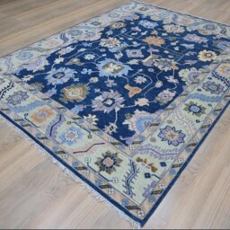 8x10 Oushak Hand Knotted Wool Rug Traditional Blue Vintage Rug, Tree Of Life, Navy Floral Runner - 9x12 Ft Bedroom, Hallway, Kitchen - thumbnail 3