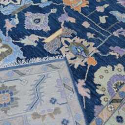 8x10 Oushak Hand Knotted Wool Rug Traditional Blue Vintage Rug, Tree Of Life, Navy Floral Runner - 9x12 Ft Bedroom, Hallway, Kitchen - thumbnail 4