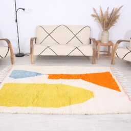 Moroccan Rug, Beniourain 5.7x7.7 Ft, Fabulous Yellow & Orange Carpet - thumbnail 3