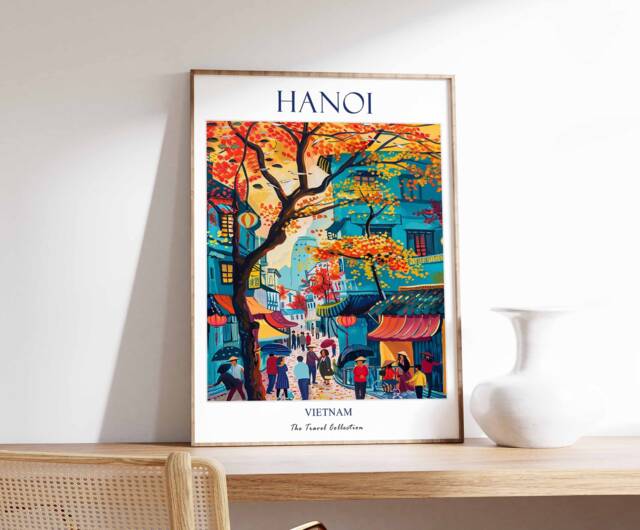Hanoi Poster, Vietnam Southeast Asia Asian Travel Print, Print - image 1