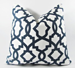 "Designer Decorative Pillow Cover - Navy Trellis. Sizes -10"", 12"", 14""16""18""20""22""24""26" - thumbnail 1