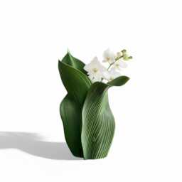 Folded Green Leaves Vase Banana Flower Holder, 3D Printed, Eco-Friendly, Jungle Themed, Customizable Size - thumbnail 3