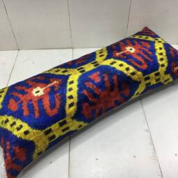 Handwoven Silk Ikat Lumbar Pillow Cover, Modern Home Decor - 10x24 - thumbnail 4