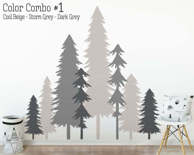 Large Forest Wall Decals - Mural, Tree Decals, Woodland Nursery, Kids Room Decor - image 1