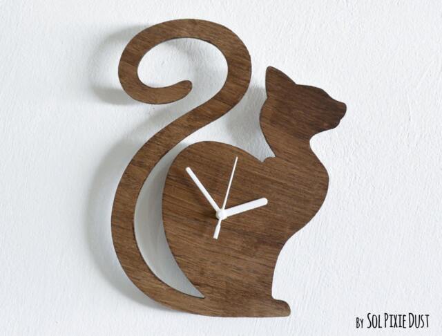 Cat Waiting - Wooden Wall Clock - image 1