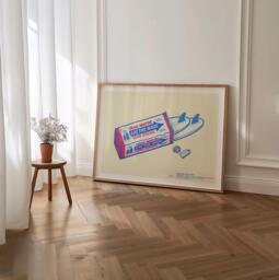 Retro Surf Art Print, Eat The Wave Gum, Coastal Wall Decor - thumbnail 1