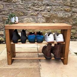 Handmade Rustic Entrance Bench Seat With Shoe Storage Rack