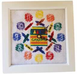 Embroidered Crayons Clock. - Silent - thumbnail 1