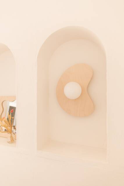 Organic Wooden Wall Light With Glass Globe - image 1