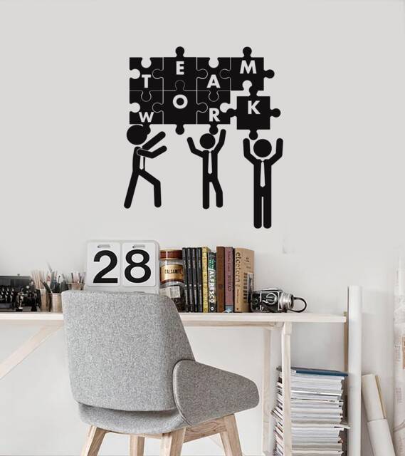 Teamwork Vinyl Wall Decal Puzzle Office Space Decor Art Stickers Mural - #2834Di - image 1