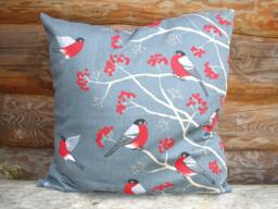 Pillow Cover Grey Red Black Birds Robins Rowan Tree Birch Birds Botanical Decorative Pillow For Throw Pillows Floor Cushions Accent Pillows