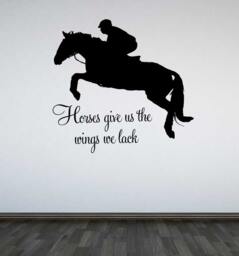 Jumping Horse Wall Decal Horses Give Us The Wings We Lack Inspirational Quote Sticker - thumbnail 1