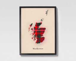 Clan Mackinnon Red Scottish Tartan Map - Of Scotland Family Wall Decor, Ready To Hang - thumbnail 1