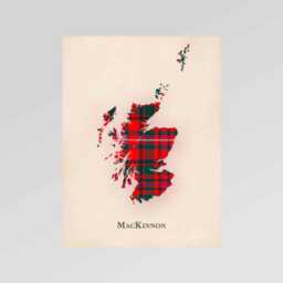 Clan Mackinnon Red Scottish Tartan Map - Of Scotland Family Wall Decor, Ready To Hang - thumbnail 2