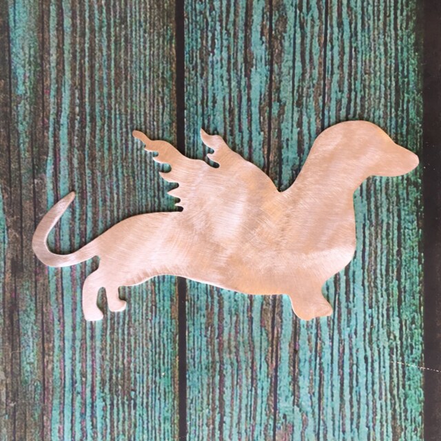 Dachshund Angel, Weiner Dog, Dog Christmas Tree Topper, Wreath Decoration, Holiday Wall Art, Plant Stake, Pet Memorial, Aluminum - image 1