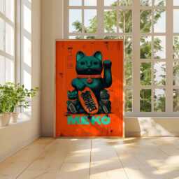 Lucky Cat Poster Japanese Maneki Neko Wall Art - Bold Pop Style Print For Modern Decor & Good Fortune Unframed - thumbnail 3