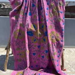 Hand Embroidered Velvet Suzani Quilt - Vintage Inspired Bedspread - thumbnail 2