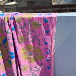 Hand Embroidered Velvet Suzani Quilt - Vintage Inspired Bedspread - thumbnail 3