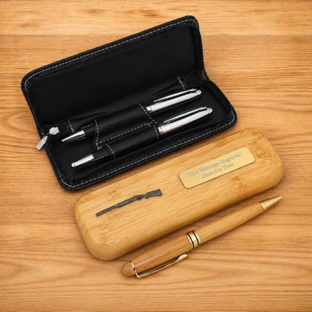 Shotguns & Rifles Luxury Wooden Or Leatherette Pen Case With Matching Free Engraving Shooting Gift - image 1