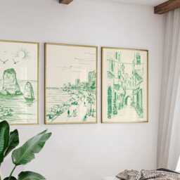 Set Of 3 Beirut Posters, Lebanon Travel Wall Art, Mediterranean City Print Set, Modern Artwork, Coastal Home Decor, Urban Landscape Style - thumbnail 4