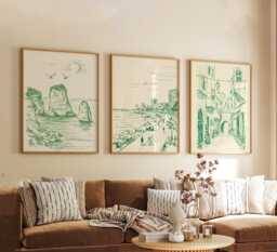 Set Of 3 Beirut Posters, Lebanon Travel Wall Art, Mediterranean City Print Set, Modern Artwork, Coastal Home Decor, Urban Landscape Style - thumbnail 1