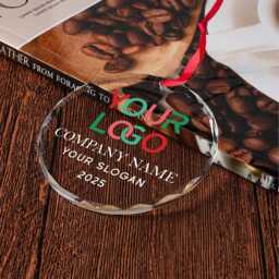 Personalized Business Logo Christmas Glass Ornament Gift, Custom Company Ornament, Employee - thumbnail 4