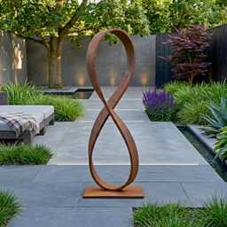 steel Garden Sculpture Abstract Modern Art, Rustic Patina Finish - thumbnail 4