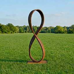 steel Garden Sculpture Abstract Modern Art, Rustic Patina Finish - thumbnail 3