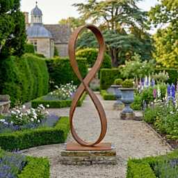 steel Garden Sculpture Abstract Modern Art, Rustic Patina Finish - thumbnail 2