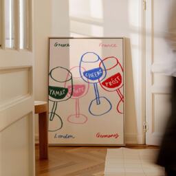 Cheers Glasses Print, Cin Poster Art Kitchen Prints, Bar Cart Wall Decor, Colourful Drinks, Art, Unframed - thumbnail 2