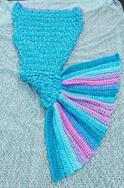 Crochet Mermaid Tail Blanket Chunky Snuggle Sack, Handmade UK - image 1