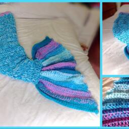 Crochet Mermaid Tail Blanket Chunky Snuggle Sack, Handmade UK - thumbnail 3