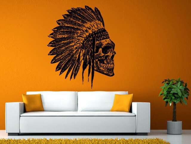 Skull Indian Mayan Head Ancient Warrior Wall Or Window Sticker Decal Vinyl Fathead Mural Decor L1999 - image 1