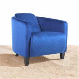 Modern Blue Velvet Barrel Armchair - Upholstered Tub Accent Chair For Living Room, Bedroom & Reading Nook - thumbnail 3