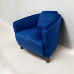 Modern Blue Velvet Armchair - Barrel Accent Tub Chair, Upholstered Bedroom & Living Room Furniture - thumbnail 4