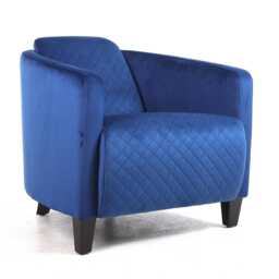 Modern Blue Velvet Barrel Armchair - Upholstered Tub Accent Chair For Living Room, Bedroom & Reading Nook - thumbnail 2