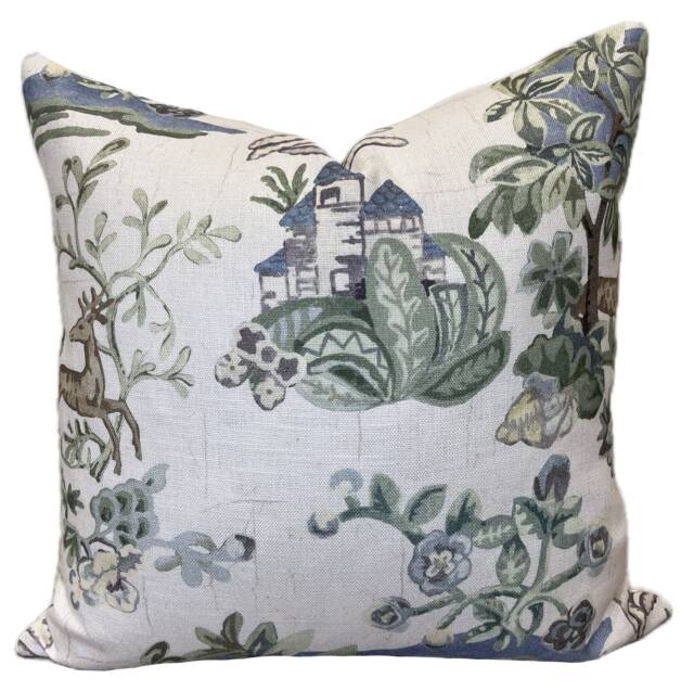 G.p & J Baker Knights Tale Light Sage/Blue Double Sided Cushion Cover Pillow Coverts - image 1