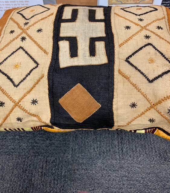 Kuba Cloth Pillow, African Mudcloth Luxury Vintage Ethic Ankara Pillow - image 1