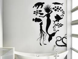 Wall Decals Sea Ocean Fish Turtle Octopus Mermaid Decal Vinyl Sticker Bathroom Nursery Home Decor Art Mural Ms694 - thumbnail 1