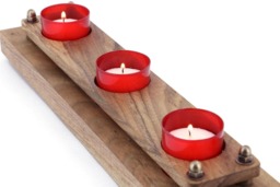 Handmade Walnut Wood Triple Candlestick Holder With Brass Accents