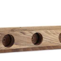 Handmade Walnut Wood Triple Candlestick Holder With Brass Accents - thumbnail 4