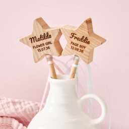 Personalised Wooden Star Wand Keepsake - Flower Girl Page Boy Gift - thumbnail 1
