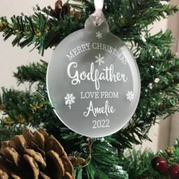 Personalised Godfather Christmas Tree Decoration - Frosted - thumbnail 2