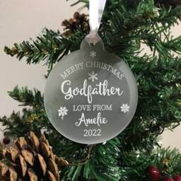 Personalised Godfather Christmas Tree Decoration - Frosted - thumbnail 4