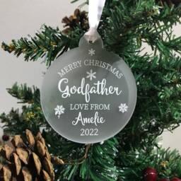 Personalised Godfather Christmas Tree Decoration - Frosted - thumbnail 3